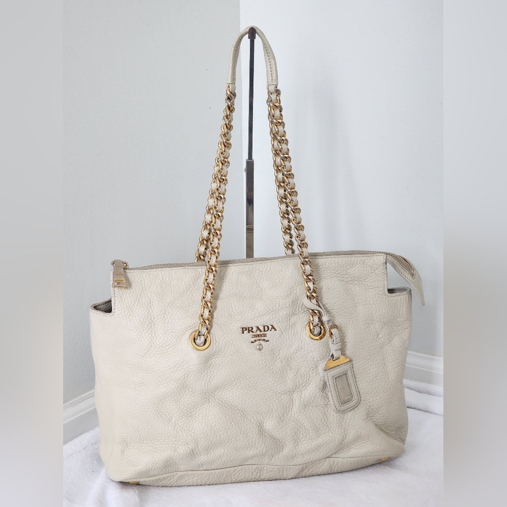 Prada Chain Zip Vitello Daino Shoulder Bag